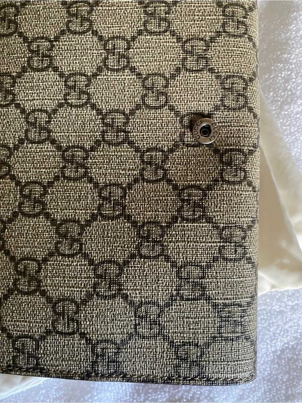 Gucci Beige Brown GG Supreme Canvas Wallet with Silver-Tone Tiger Head - Picture 10 of 11